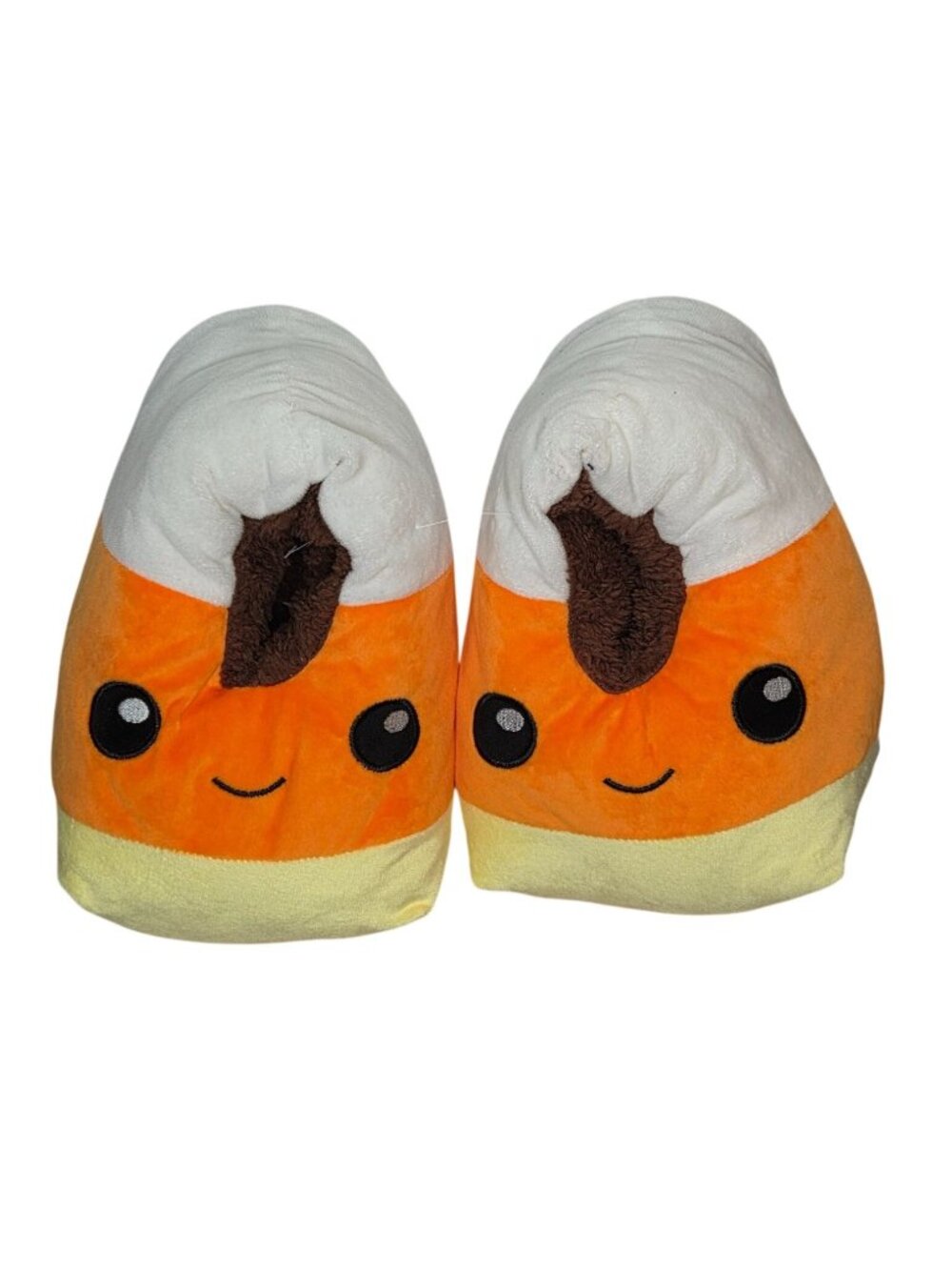 Candy Corn Plush Slippers Medium Memory Foam Indoor Outdoor Fun Design